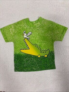 Small steps Kids Green Crocodile alligator tie dye Graphic Tee 2t
